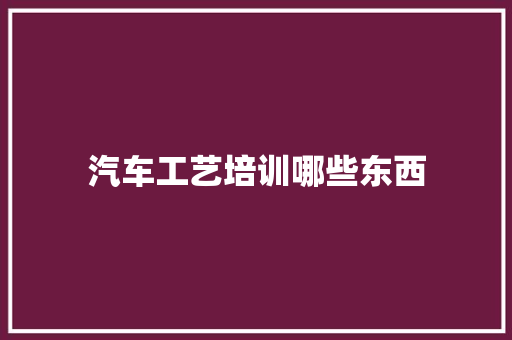 汽车工艺培训哪些东西