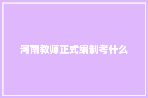 河南教师正式编制考什么