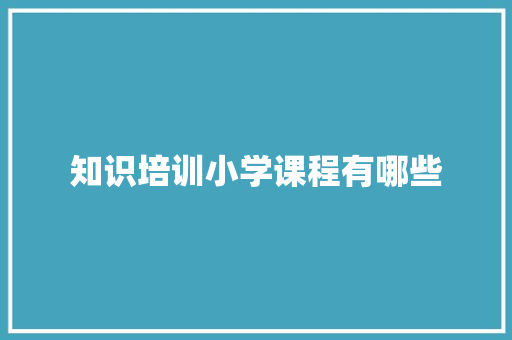 知识培训小学课程有哪些