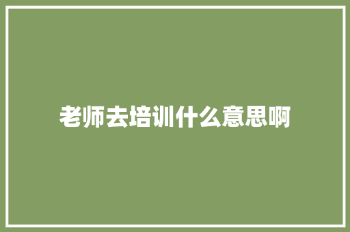 老师去培训什么意思啊