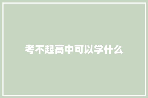 考不起高中可以学什么 申请书范文