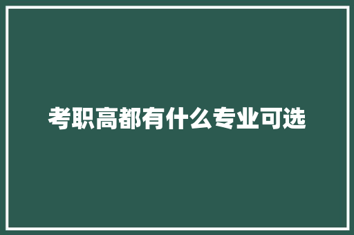 考职高都有什么专业可选