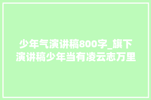 少年气演讲稿800字_旗下演讲稿少年当有凌云志万里长空竞风流 工作总结范文