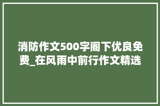 消防作文500字阁下优良免费_在风雨中前行作文精选28篇