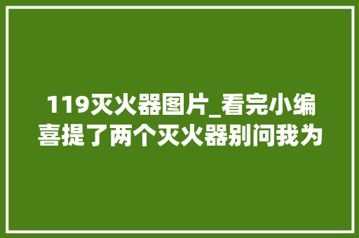 119灭火器图片_看完小编喜提了两个灭火器别问我为什么惜命