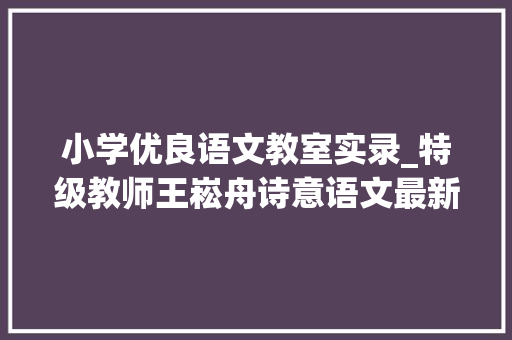 小学优良语文教室实录_特级教师王崧舟诗意语文最新教室实录让孩子创造语文的美 论文范文