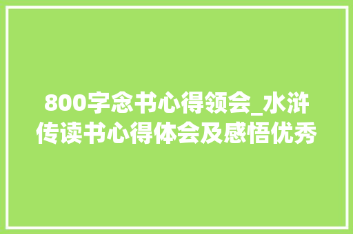 800字念书心得领会_水浒传读书心得体会及感悟优秀5篇