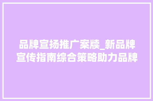 品牌宣扬推广案牍_新品牌宣传指南综合策略助力品牌崛起