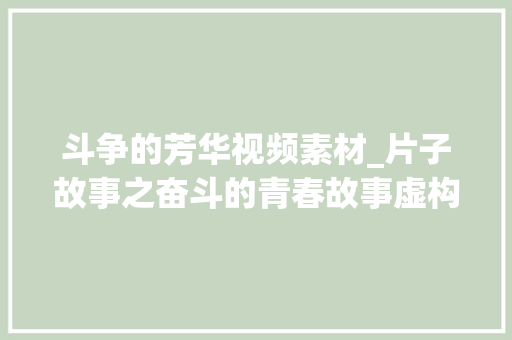 斗争的芳华视频素材_片子故事之奋斗的青春故事虚构/如有雷同/纯属巧合 生活范文