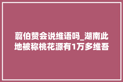 翦伯赞会说维语吗_湖南此地被称桃花源有1万多维吾尔族人是全国民族联络的模板