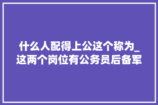 什么人配得上公这个称为_这两个岗位有公务员后备军的称号考公成功率更高报名合适