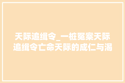 天际追缉令_一桩冤案天际追缉令亡命天际的成仁与渴求赏金的司马独行