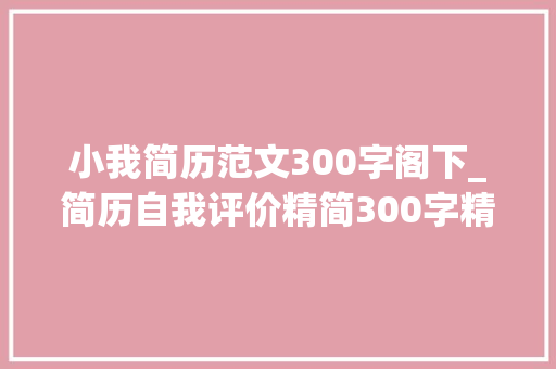 小我简历范文300字阁下_简历自我评价精简300字精选61篇