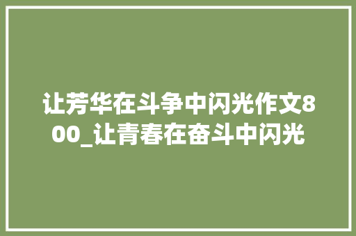 让芳华在斗争中闪光作文800_让青春在奋斗中闪光 商务邮件范文