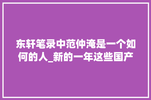 东轩笔录中范仲淹是一个如何的人_新的一年这些国产剧要记在小本本上