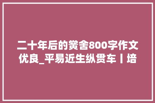 二十年后的黉舍800字作文优良_平易近生纵贯车丨培养近3000万名工匠 技工院校若何提高育人水平