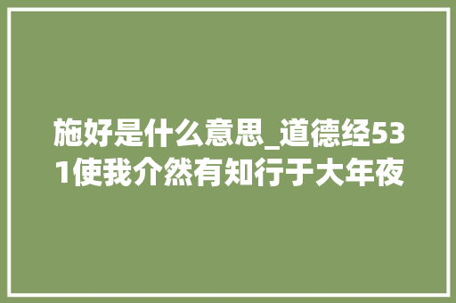 施好是什么意思_道德经531使我介然有知行于大年夜道唯施shīyǐ是畏