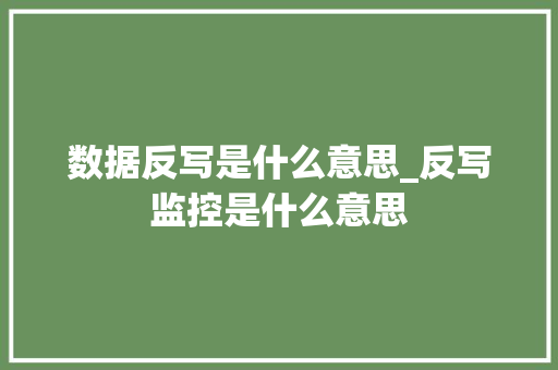 数据反写是什么意思_反写监控是什么意思