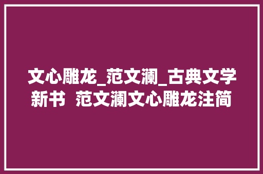 文心雕龙_范文澜_古典文学新书  范文澜文心雕龙注简体横排版