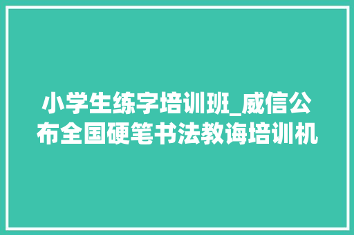 小学生练字培训班_威信公布全国硬笔书法教诲培训机构百强榜 会议纪要范文