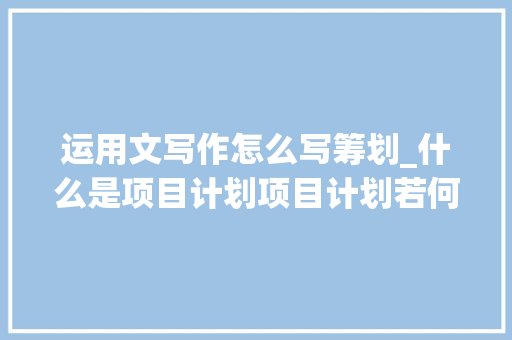 运用文写作怎么写筹划_什么是项目计划项目计划若何制定 论文范文