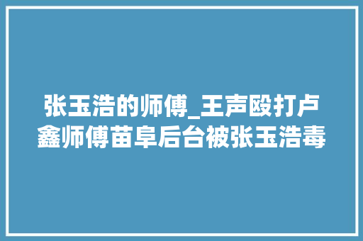 张玉浩的师傅_王声殴打卢鑫师傅苗阜后台被张玉浩毒打陕派相声圈属实有点乱