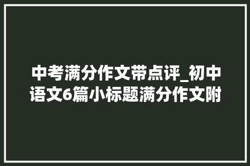 中考满分作文带点评_初中语文6篇小标题满分作文附有点评 会议纪要范文