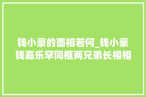 钱小豪的面相若何_钱小豪钱嘉乐罕同框两兄弟长相相似难分辨弟弟自曝爱模仿哥哥 学术范文