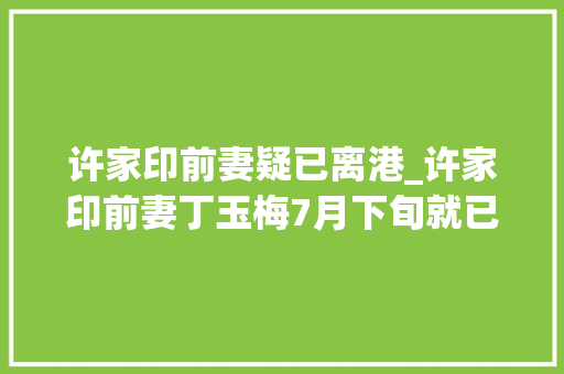 许家印前妻疑已离港_许家印前妻丁玉梅7月下旬就已飞离喷鼻香港现身在何处暂不知晓