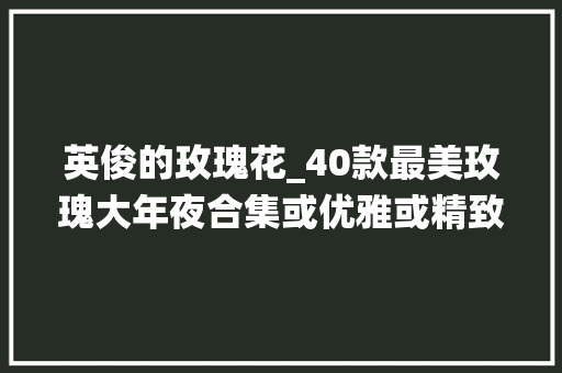 英俊的玫瑰花_40款最美玫瑰大年夜合集或优雅或精致或仙气…你喜好哪款 演讲稿范文