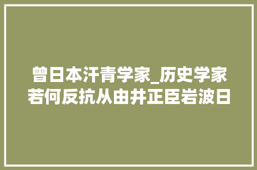 曾日本汗青学家_历史学家若何反抗从由井正臣岩波日本史说起 演讲稿范文