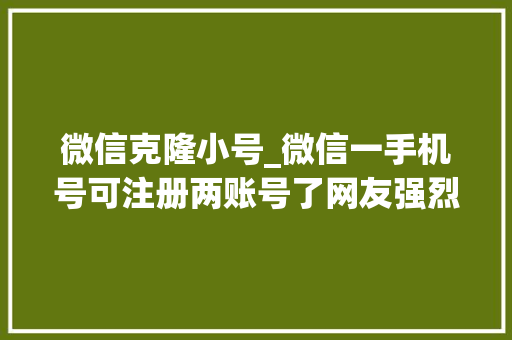 微信克隆小号_微信一手机号可注册两账号了网友强烈建议推出石友克隆功能 申请书范文