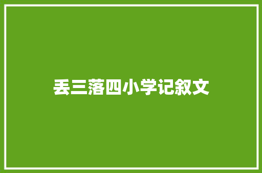 丢三落四小学记叙文