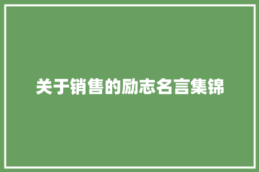 关于销售的励志名言集锦