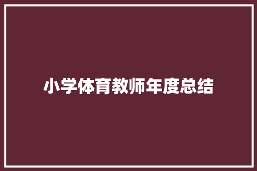 小学体育教师年度总结