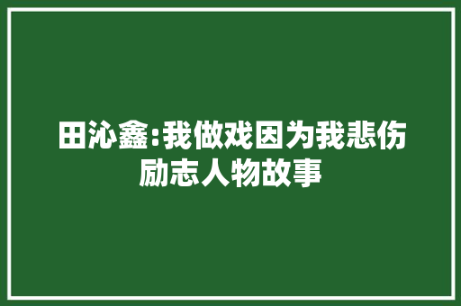 田沁鑫:我做戏因为我悲伤励志人物故事