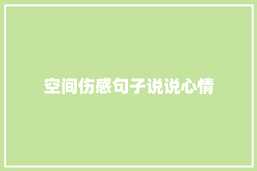 空间伤感句子说说心情