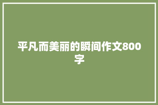 平凡而美丽的瞬间作文800字