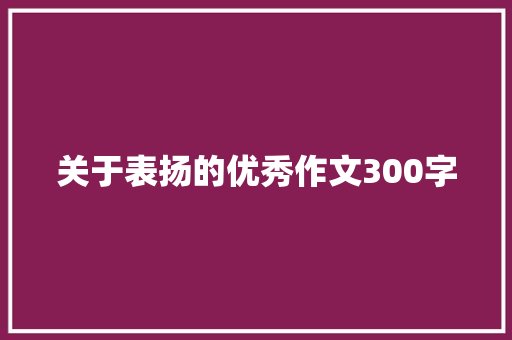 关于表扬的优秀作文300字