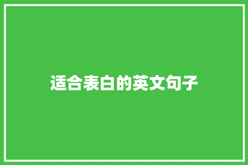 适合表白的英文句子