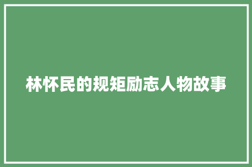 林怀民的规矩励志人物故事