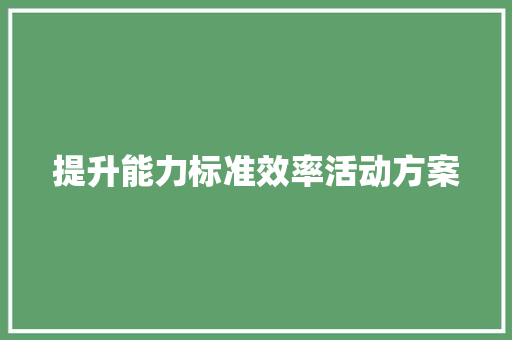 提升能力标准效率活动方案