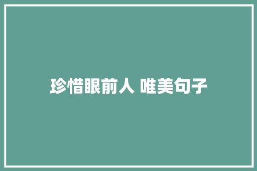 珍惜眼前人 唯美句子