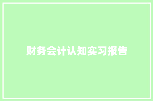 财务会计认知实习报告