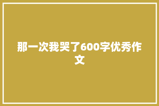 那一次我哭了600字优秀作文