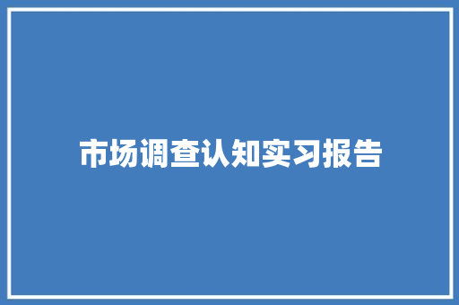 市场调查认知实习报告