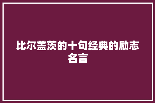 比尔盖茨的十句经典的励志名言