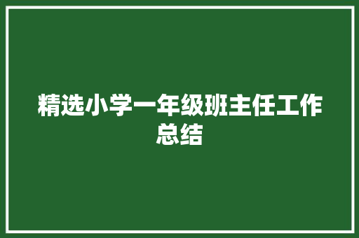 精选小学一年级班主任工作总结