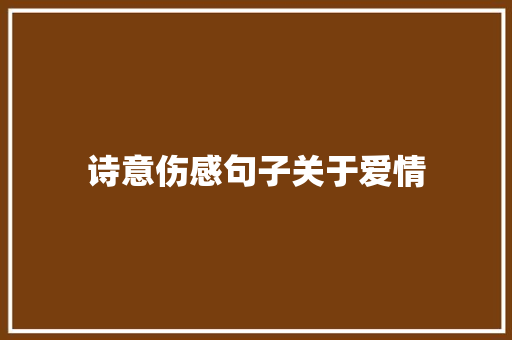 诗意伤感句子关于爱情