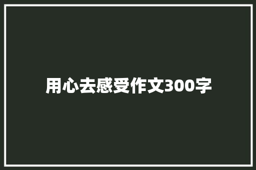 用心去感受作文300字